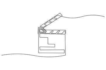 Continuous one line drawing of Movie clapper board. Single line drawing illustration of Film Clapper. Film and movie concept vector art. Line vector illustration.