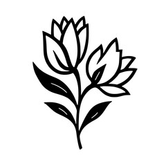 Minimalist Black & White Flower Illustration for Design Elements