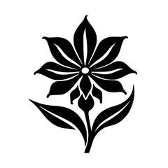 Black Floral Silhouette: Elegant Botanical Design Element