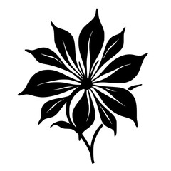 Black Floral Silhouette on White, Elegant Minimalist Design