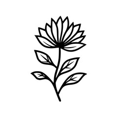 Black and White Minimalist Flower Illustration, Floral Design
