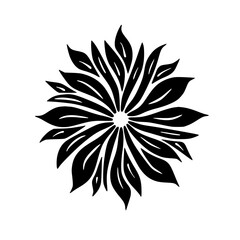 Black and White Floral Design: Vector Illustration, Minimalist Style