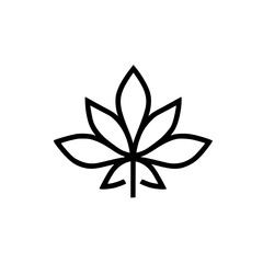 Simple Cannabis Leaf Logo, Minimalist Black and White Design