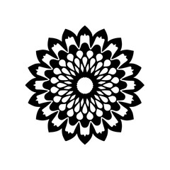 Intricate Black and White Floral Mandala Design on White Background