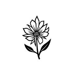 Black and White Floral Illustration: Minimalist Flower Design