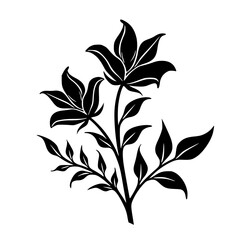 Elegant Black & White Floral Silhouette Illustration