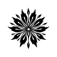Floral Mandala Silhouette, Black & White Design