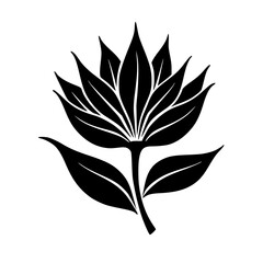 Bold Floral Silhouette: Elegant Black Flower on White