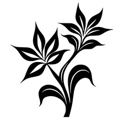 Minimalist Black and White Floral Design: Decorative Plant Silhouette
