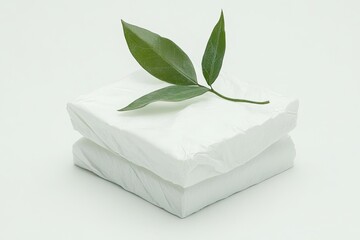 White blocks, green leaf