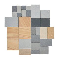 Stone and pavement tile isolated on white background front view 