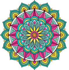 Mandala Floral Ornament with Abstract Flower Pattern in a Round Design