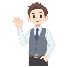 vector businessman waving hand