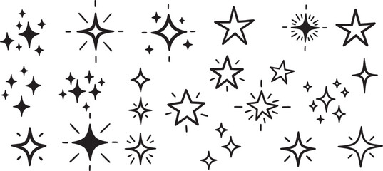 Sparkle star vector set illustration, simple star icons, star design elements for graphic design use
