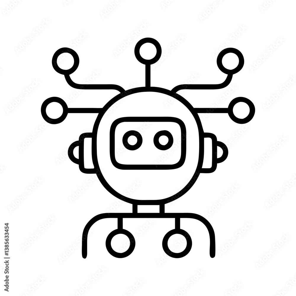 Poster outline ai robot icon for technology artificial intelligence and automation design concept vector