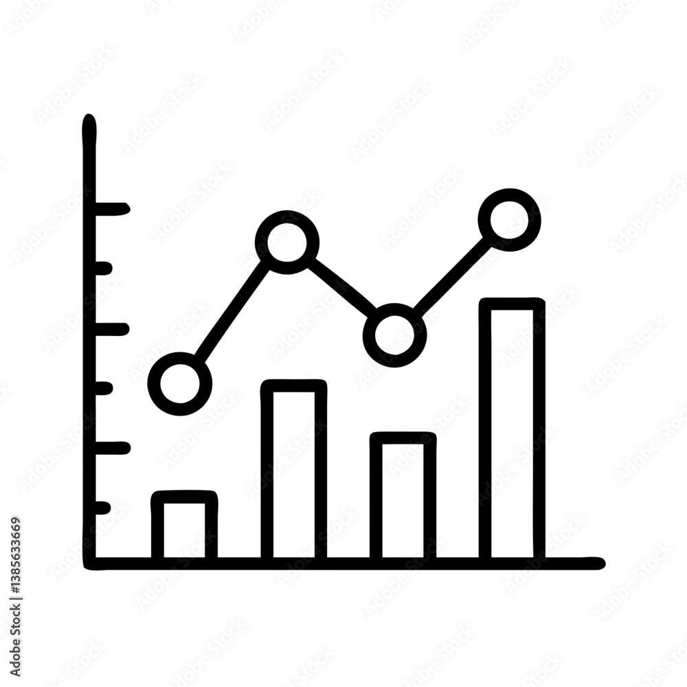 Poster bar graph and line chart showing business growth data analysis and financial performance report pres