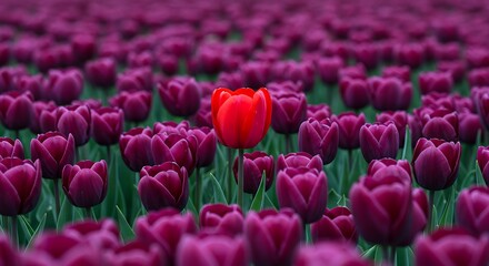 Obraz premium Crimson Courage: A Single Bloom AI Generated