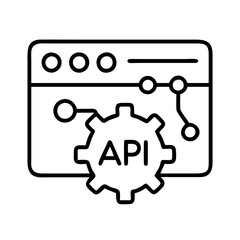 Api integration development concept for software application with gear and circuit line icon vector 