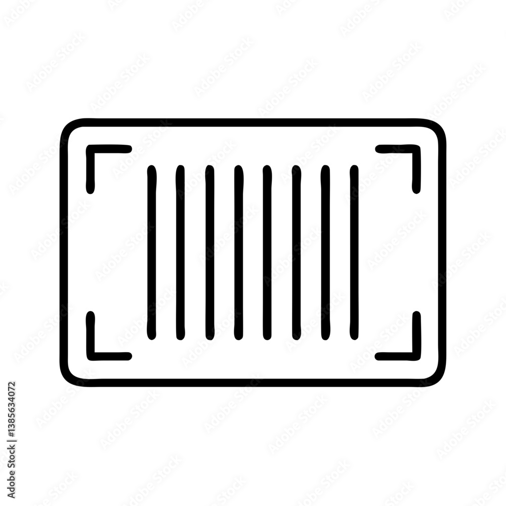 Poster vector graphic of a simple barcode scanner icon for product identification and inventory management 