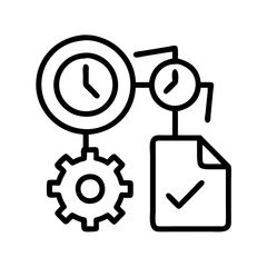 Time management process automation clock gear checkmark document workflow optimization strategy concept