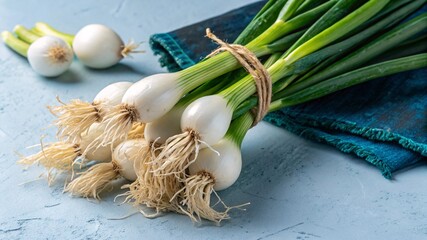 Fresh Green Onions with Vibrant Stalks – Organic Culinary Ingredient V4