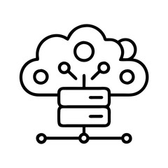 Cloud computing network server data storage technology and database system infrastructure connection icon