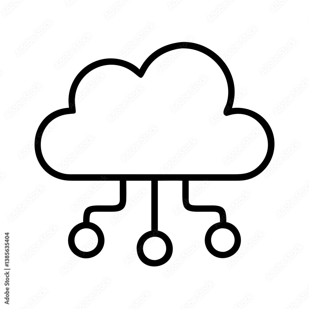 Poster cloud computing network diagram icon for data storage and server connection technology vector design