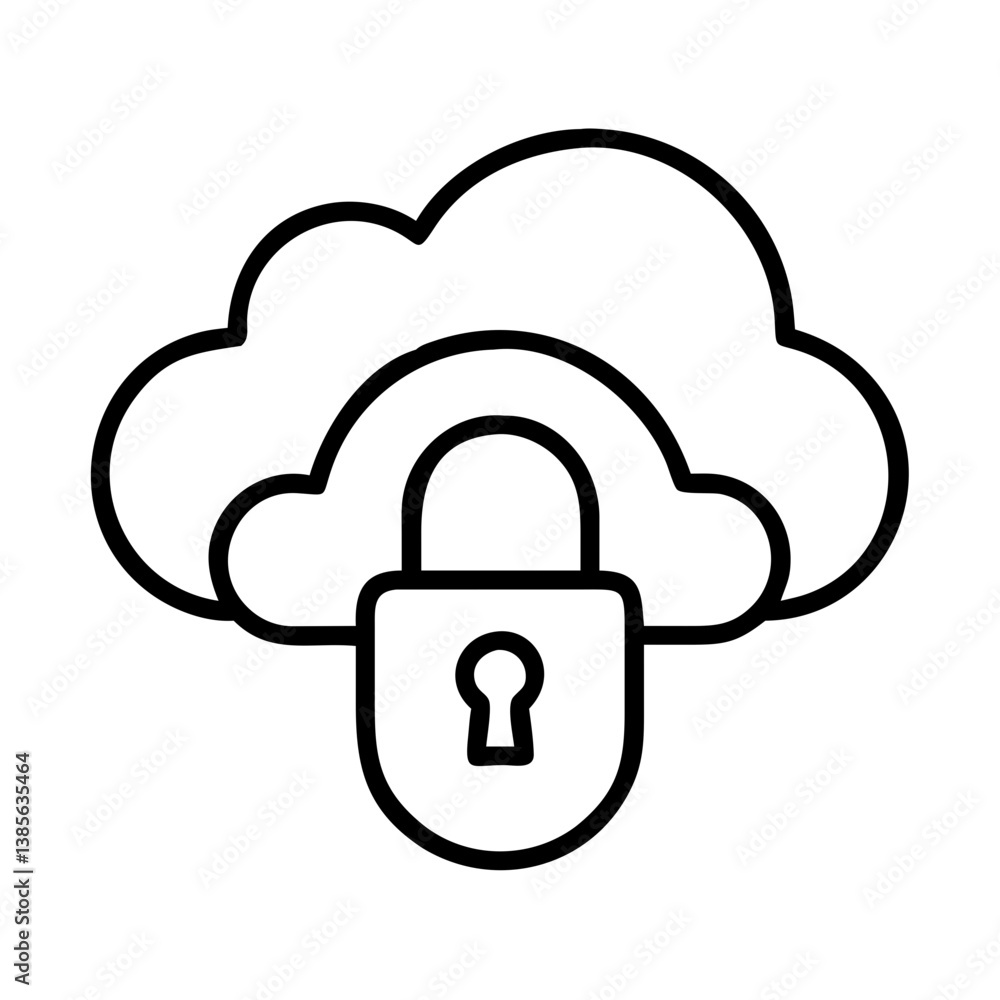 Poster cloud security data protection and privacy concept with padlock for secure storage online access