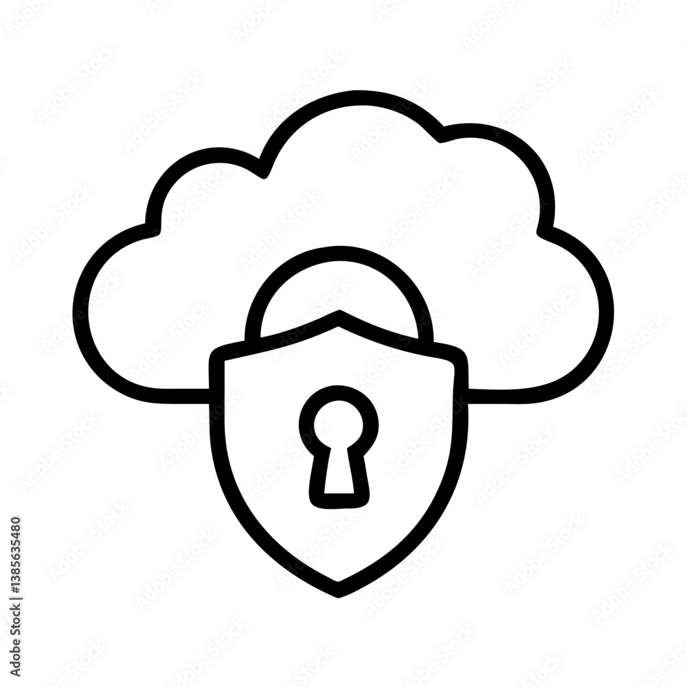 Poster cloud security icon vector illustration for data protection and secure cloud computing services desi