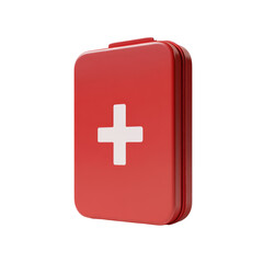 Fototapeta premium 3D Red First Aid Kit on transparent background