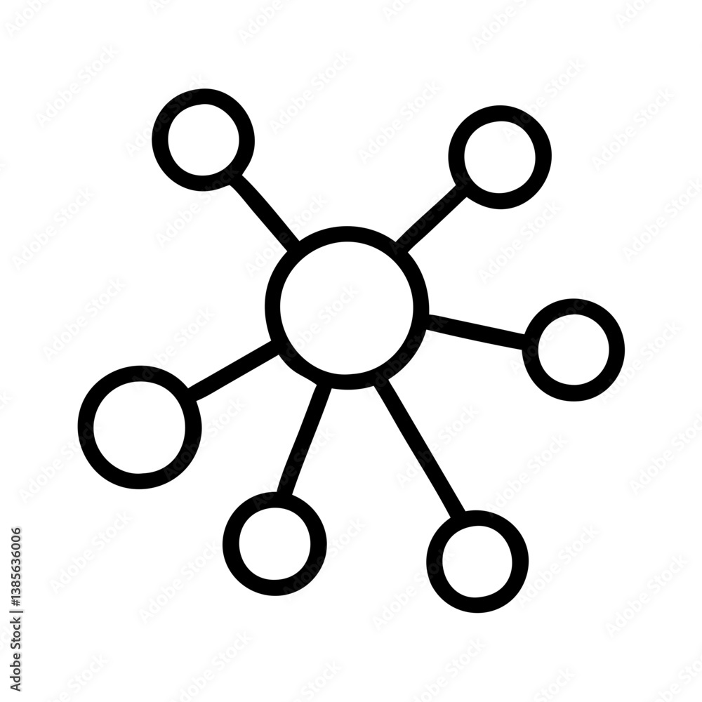 Poster network connection diagram with central node and connected circles for social media and data analysi