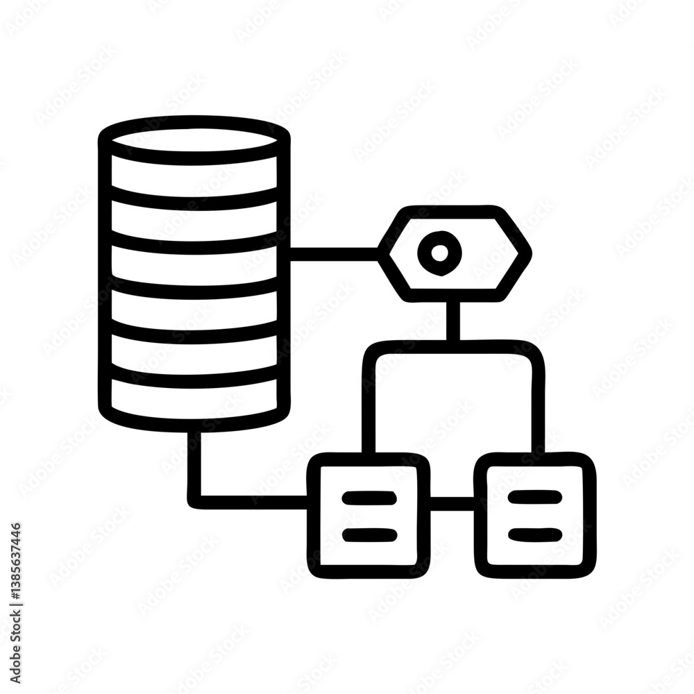 Poster Database flow chart icon vector illustration for data management and server architecture diagram design