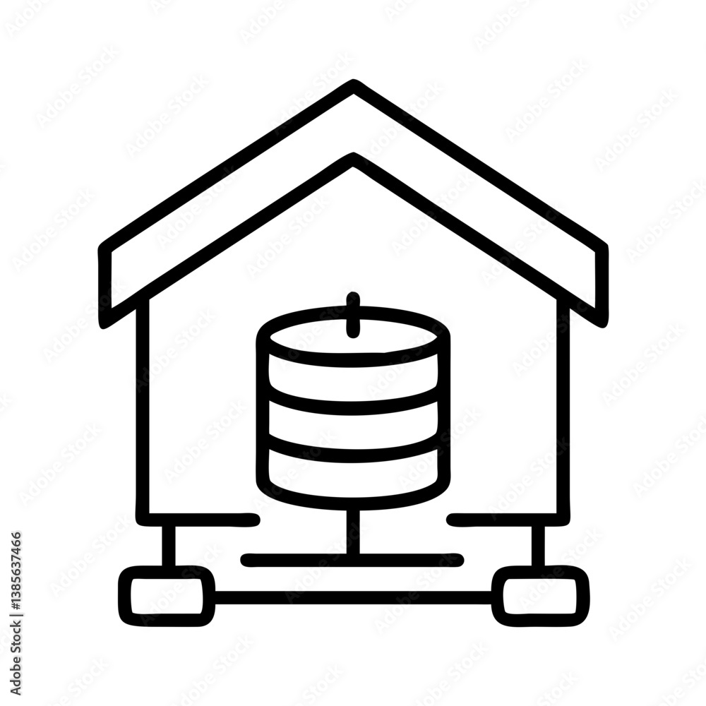 Poster database server hosting icon for network infrastructure and cloud storage solution architecture desi