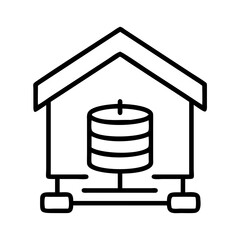 Database server hosting icon for network infrastructure and cloud storage solution architecture design