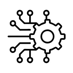 Digital transformation gear icon for technology integration and automation process solutions exactly 