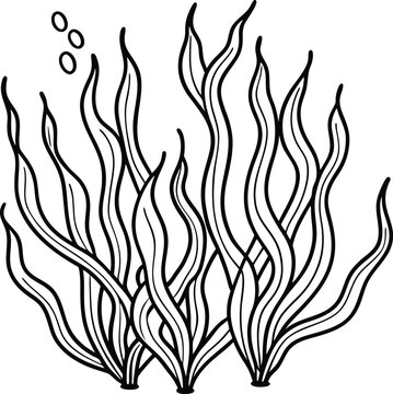 black and white seaweed underwater clip art preview
