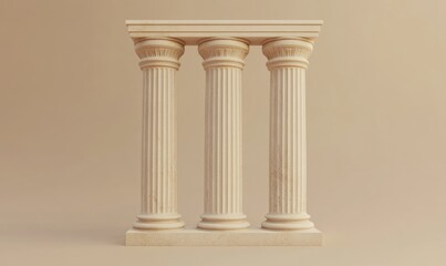 Obraz premium Beige classical columns against a pastel backdrop