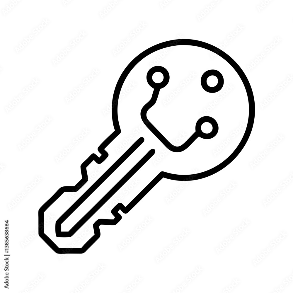 Poster digital key cyber security access concept vector illustration for secure technology access control