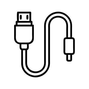 Usb cable icon vector illustration, data transfer cable, connection cable, charger cable, wire cable design