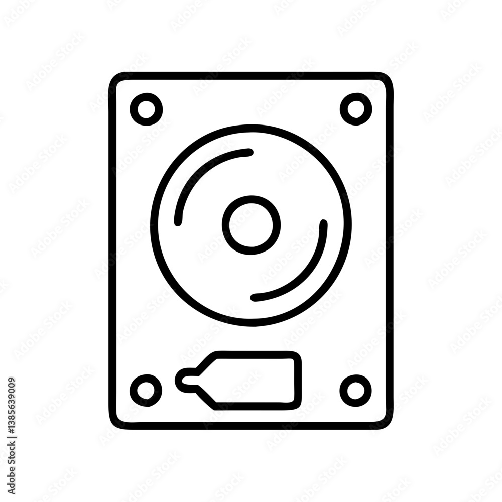 Poster hard drive disk hdd storage vector icon illustration for computer data and memory backup system