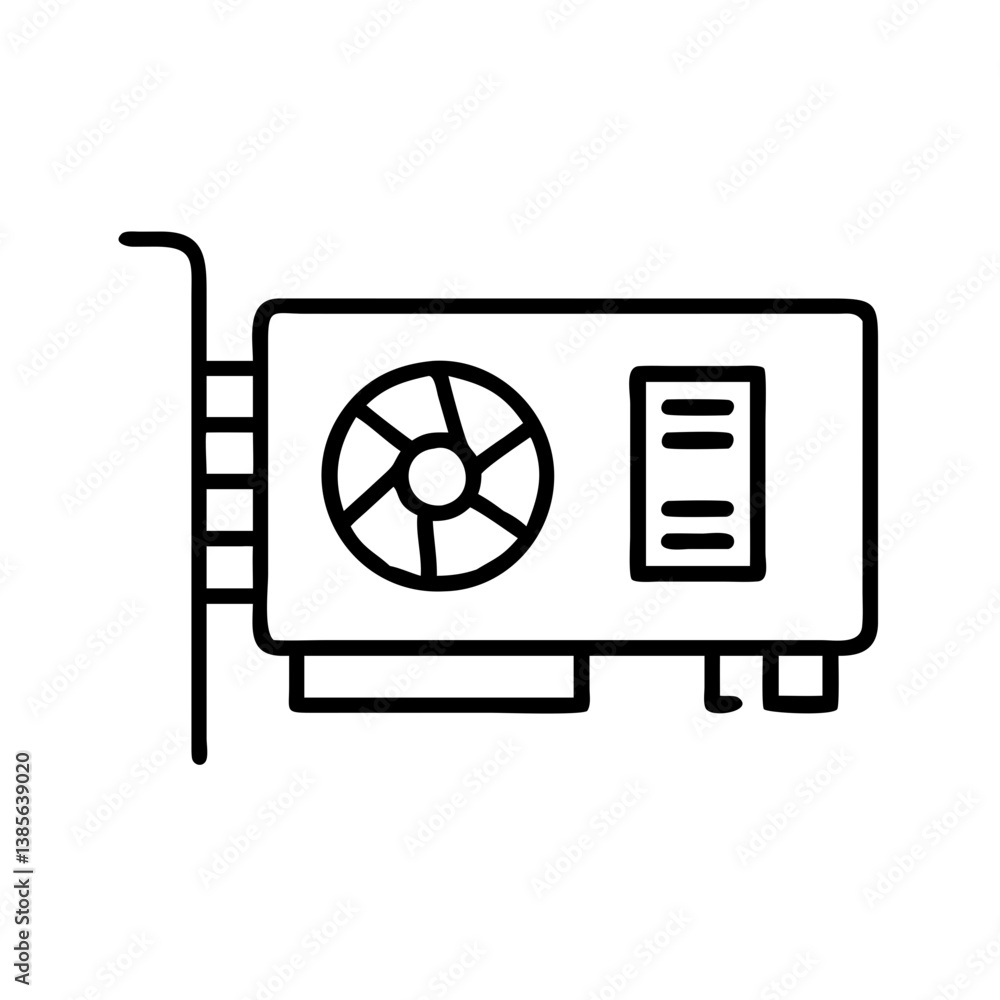 Poster gpu graphics card vector illustration for computer gaming and video editing hardware and components