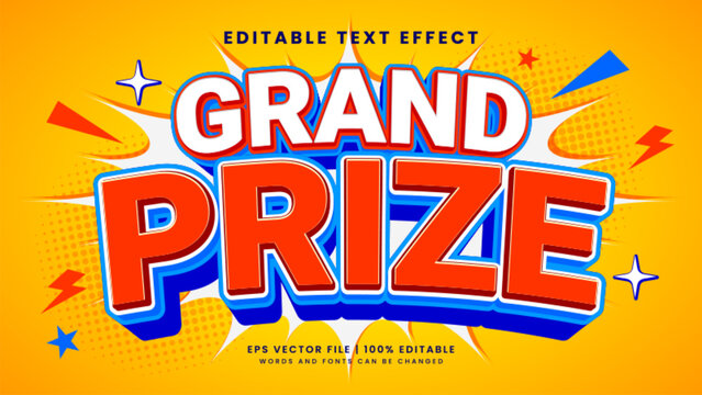 Grand prize 3d editable text effect quiz style