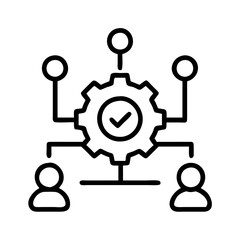 Obraz premium Workflow automation process management system gear checkmark icon for business efficiency and optimization