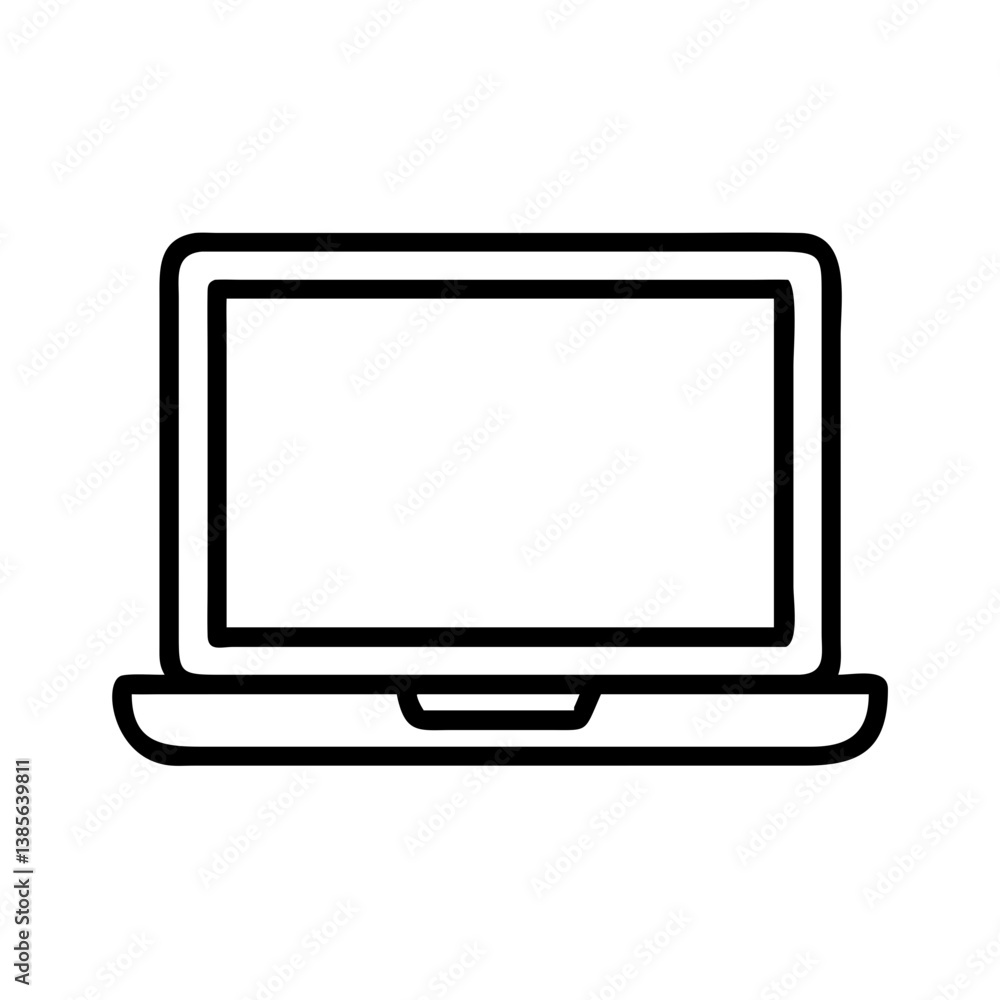Poster laptop computer vector icon for technology and business use with modern simple design illustration