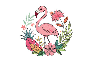 cute flamingo art illustration vector