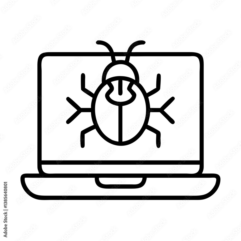Poster laptop bug virus malware detection security threat vulnerability computer system protection scan sof