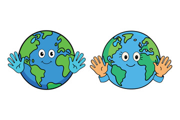 happy earth art illustration vector