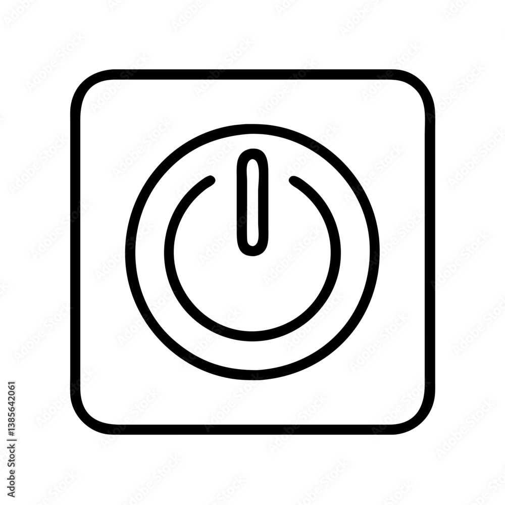 Poster power button icon vector illustration for on off switch symbol in a square shape design concept