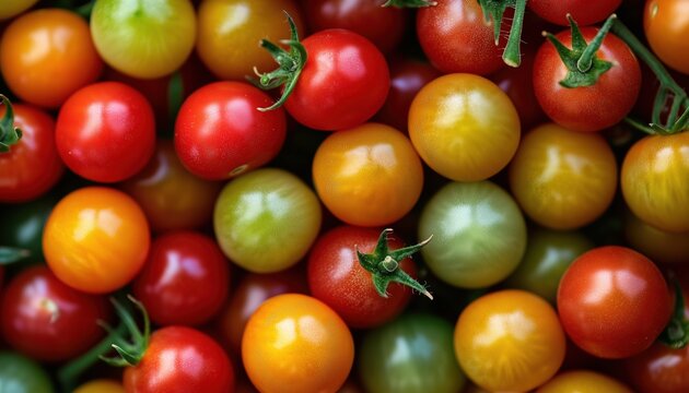 Varieties Of Freshly Harvested Cherry Tomatoes With Unique Edges. A Diverse Collection Of Ed Cherry Tomatoes Fresh From The Harvest.