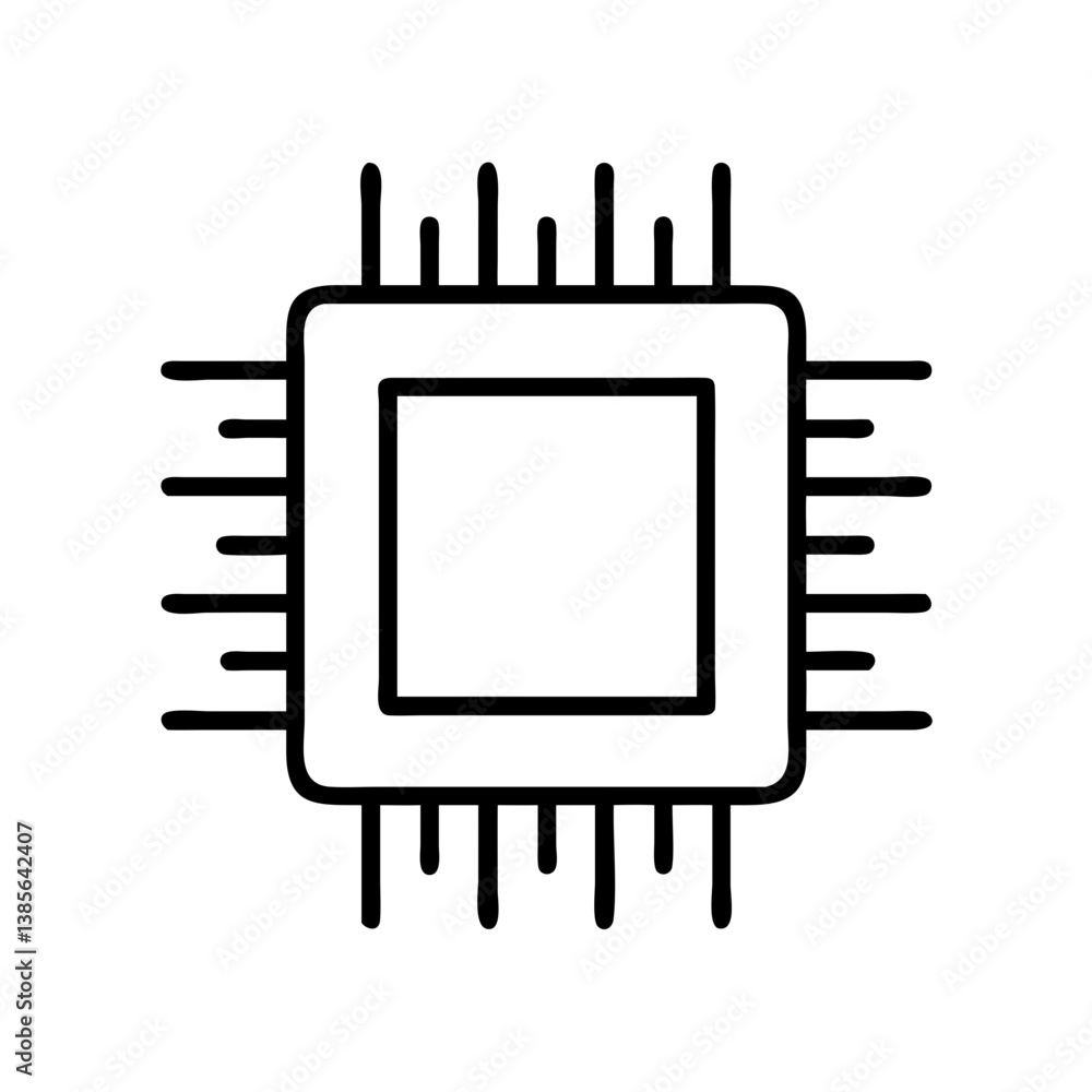 Poster central processing unit cpu microchip processor icon vector for technology and computer hardware des
